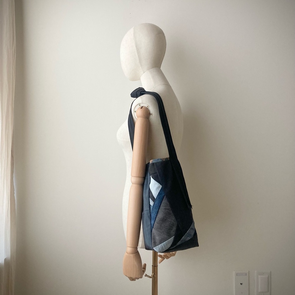 joodito origami japanese boro crossbody patchwork denim jean slouchy handbag bag - Picture 6 of 15